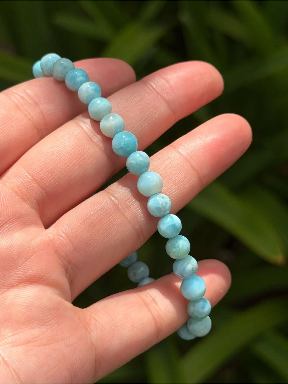 6.5mm stretchable high quality blue larimar bracelet 1754